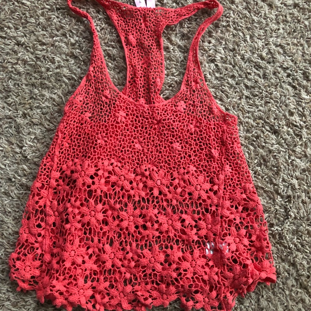 Coral knit tank top